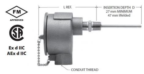 MINCO Explosionproof Flameproof Thermocouple FM/CSA Assemblies