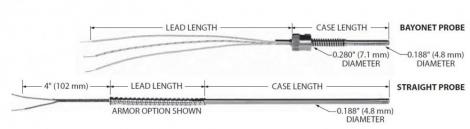 High Temperature 550°C Thermocouple Probes