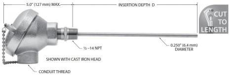 MINCO Tip-Sensitive Direct Immersion RTD Assemblies