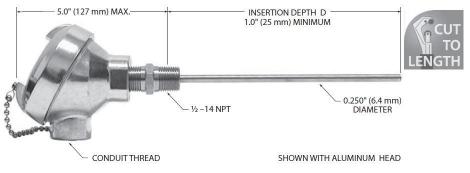 MINCO Tip-Sensitive Spring Loaded Thermocouple Assemblies